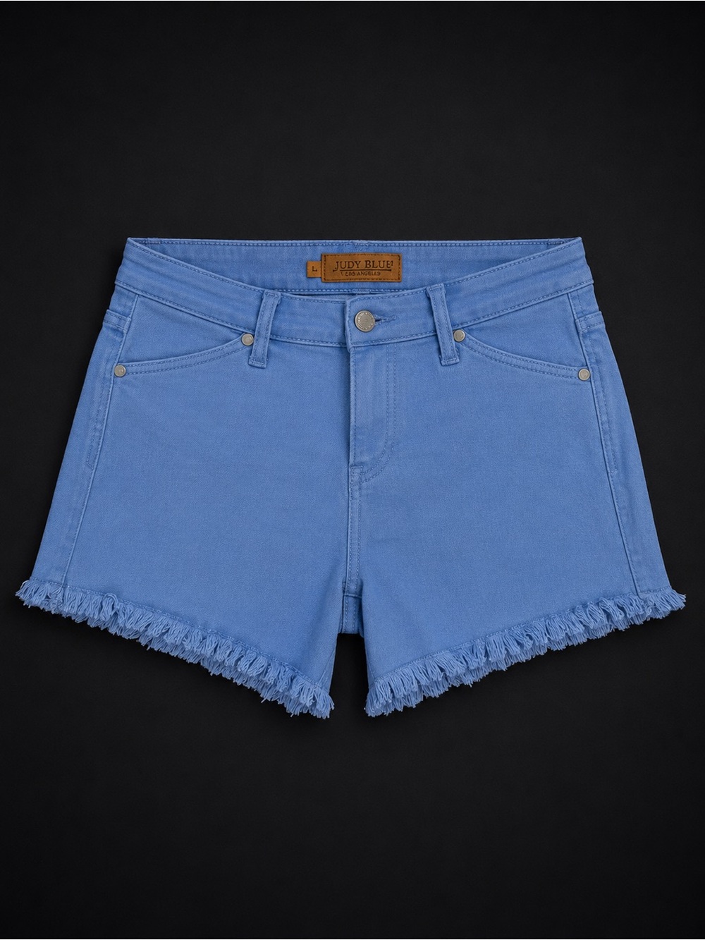 Judy Blue Cornflower Blue Frayed Hem Shorties - Picture 1 of 2